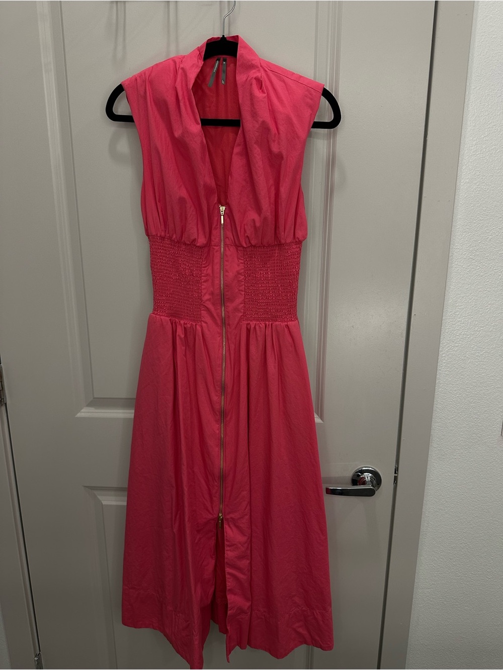 Anthropologie Tommie Midi Dress Smocked Hot pink